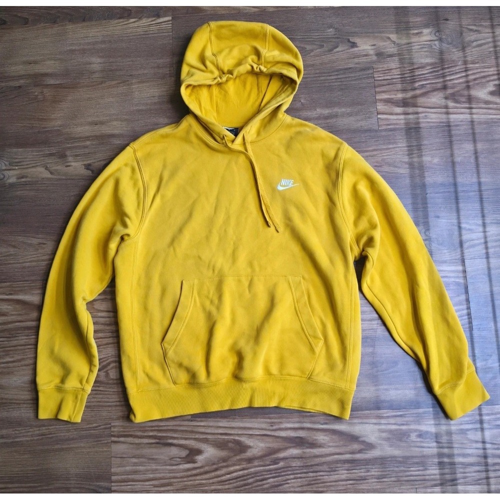 Nike Sportswear Club Fleece Hoodie Mustard Yellow Men's Size Medium